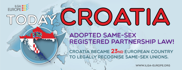 ILGAEurope's tweet photo. Congrats #Croatia - 23rd #Europe country to legally recognise same-sex unions! #LGBT #humanrights #equality http://t.co/FtkKwbaH2H