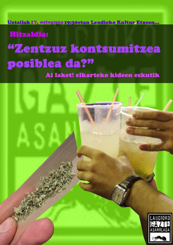 Ostegunean 19:30etan droga kontsumoari buruzko hitzaldia Laudioko Kultur Etxean <a href="/Ailaket/">Ai Laket!!</a>-en eskutik! <a href="/aiaraldea/">Aiaraldea.eus</a>