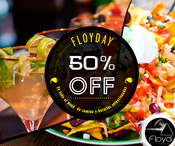 OnlyPartytime's tweet photo. ¡El día mas esperado, #FLOYDAY! 50% off en todo el menú y botellas seleccionadas. @FLOYDbargrill Paseo El Carmen http://t.co/SLJD8lVucl