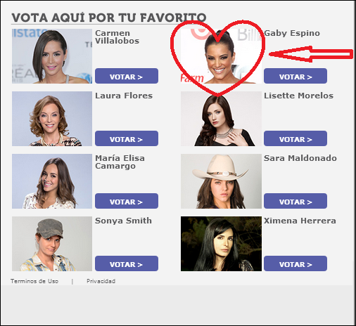 silbigg's tweet photo. VOTA @gabyespino Protagonista Favorita #PremiosTuEspino  http://t.co/4tGfWTAW7Y http://t.co/TDrX78UrDD