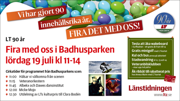ltzledare's tweet photo. LT fyller 90 år i år! Kom och fira med oss på lördag! #Östersund #Badhusparken http://t.co/l06WyrwhZc