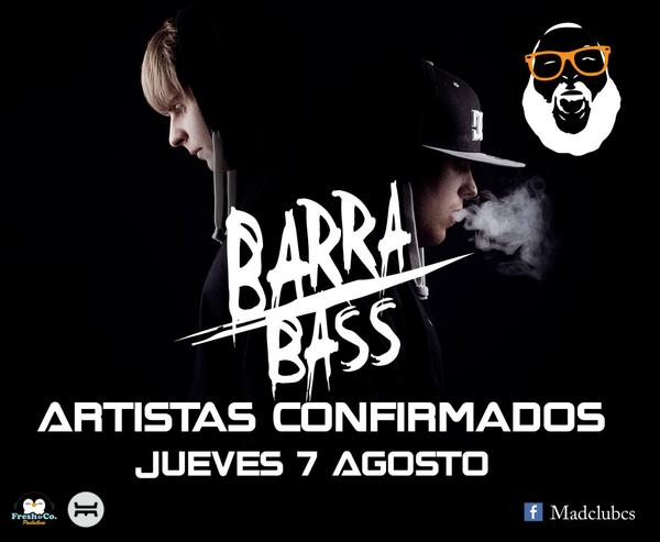 MadClubCS's tweet photo. Tercera #Confirmadción para el 7 de agosto es... @BarraBassMusic 

#BarrraBassMadClub #MadClub http://t.co/kzv3ESZ4zQ