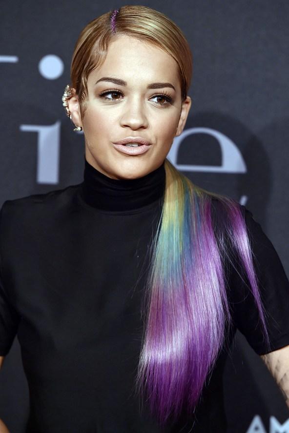 RowentaBeauty's tweet photo. It’s the never-ending #rainbow: @RitaOra bejewels her part and rocks a rainbow #PonyTail! http://t.co/S0ghRpB43X