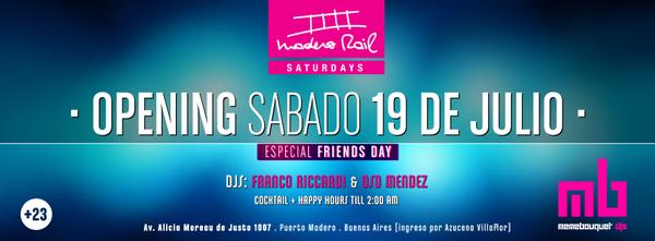 SABADO > <a href="/MaderoRail/">Madero Rail</a> Saturdays!
Algo nuevo que se viene con todo
Exclusivo +23
Djs <a href="/franriccardi/">Franco Riccardi</a> &amp; @felomendez