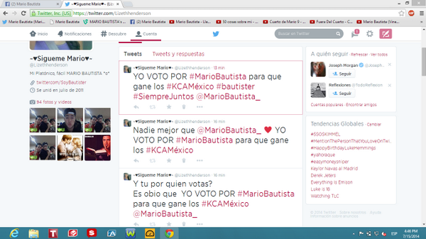 Lizethhenderson's tweet photo. @MarioBautista_ #Siemprejuntos YO VOTO POR #MarioBautista para que gane los #KCAMéxico #MarioBautistaKCAMexico ♥.♥ http://t.co/q4Bm77ZIc3