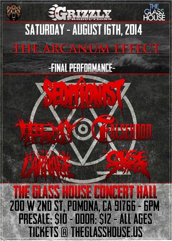 We're getting back together for one last show. Old page got hacked and deleted, add new page facebook.com/arcanumeffect