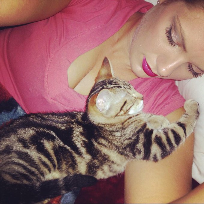 Goodnight! 😻 snuggeling with my marble Bengal pussy. Going to call it an night after I play in a little