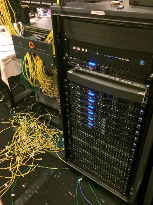 QuakeConNetwork's tweet image. Cabling and configuration is well underway for #Quakecon2014