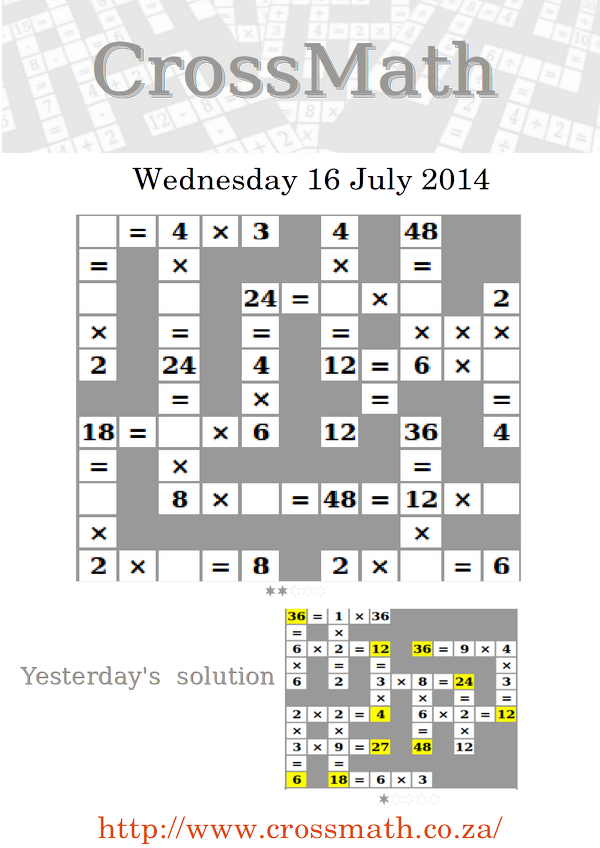 CrossMath's tweet photo. Level 2 #multiplication #crossmath #puzzle. http://t.co/0ygNBAXA3e