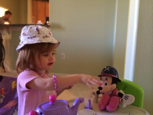 Crystal5505's tweet photo. Tea party with Minnie Mouse and their Braves Hats. Favorite player, @FreddieFreeman5 ! #Braves @Braves JoeSaunders27 http://t.co/pxo6z4RzQH