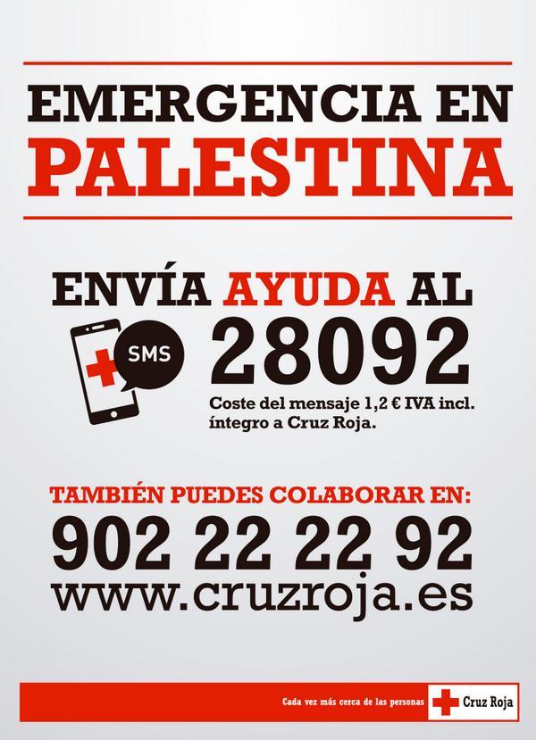 Emergencia #Gaza Envía AYUDA al 28092 (1,2€ íntegros) y podremos brindar asistencia urgente a la población civil