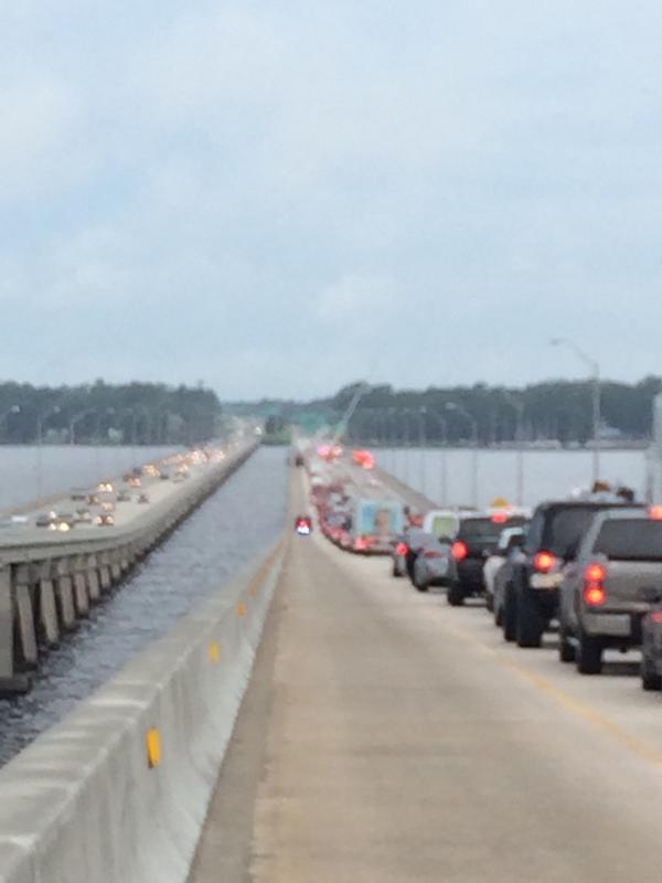 dahayes's tweet photo. @WOKVNews JFRD ladder over north side of bridge http://t.co/A6xPM955kR