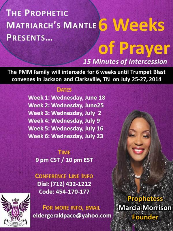 ProphtessMarcia's tweet photo. It's week 5! Join us TONIGHT "6 weeks of #prayer" 9pmCST/10pmEST. Dial 712-432-1212/Code 454-170-177 #PMMFAM #FIRE http://t.co/6WUDTeEoQJ