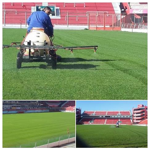 Mantenimiento del césped en el Estadio