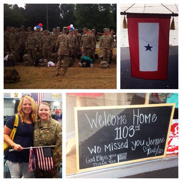 forealsdo's tweet photo. Welcome home from Afghanistan to our favorite Sgt Taylor &amp; the 1103RD!!  So proud!!  So happy!!  #psalm91 @phimukc http://t.co/GvsWv7N5IP
