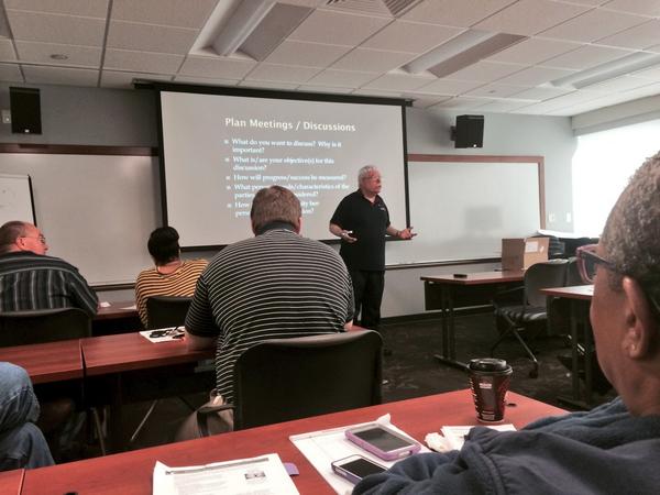 Barry Shapiro, Workforce Solution Group, sharing information about planning meetings. #hsdpd2014