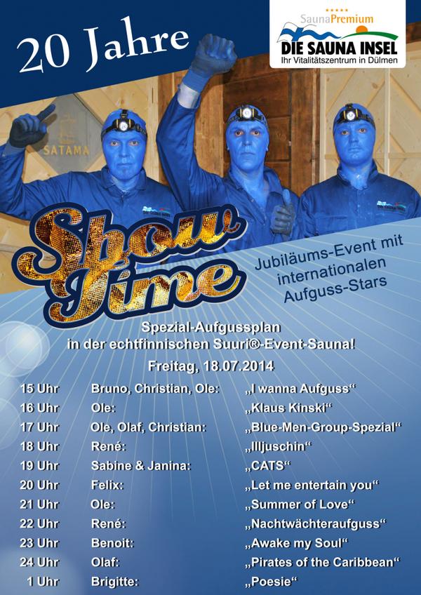 Sauna_Insel's tweet photo. Wir feiern unser 20-jähriges Bestehen mit ShowTime Jubiläums-Event am 18. Juli!
#Sauna, #SaunaInsel, #SaunaEvent http://t.co/FCfPl9qZv7
