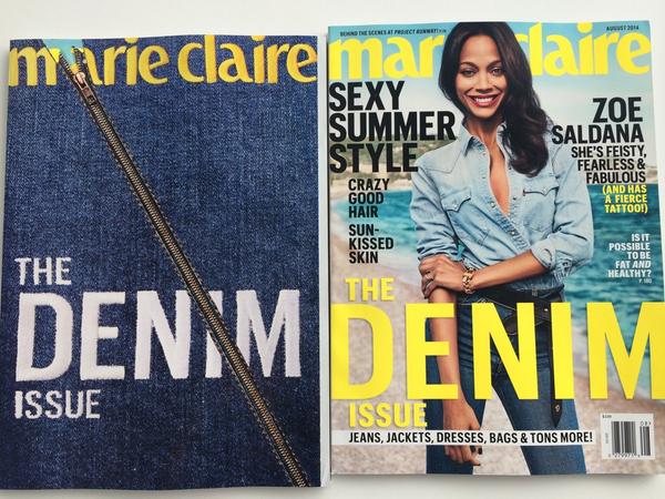 Have you UNZIPPED your August DENIM <a href="/zoesaldana/">Zoe Saldana</a> <a href="/marieclaire/">Marie Claire</a> yet?