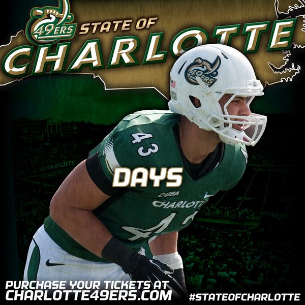 Charlotte49ers's tweet photo. 43 days until #kickoff2014! #stateofcharlotte http://t.co/9P0t8VYeWB