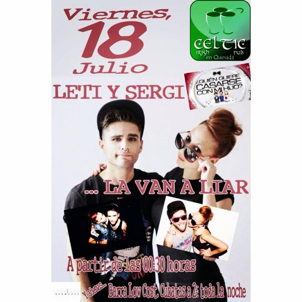 LetyHilton's tweet photo. Titititittii STE VIERNES DJ SET SERGI &amp; LETY✈️QUESADA(jaen) bien d party en @pub_celtic 🎉🎉🎉🎉🎉😎😎😎😎😎😎😘😘😘😘💖💖💖💖💣💣💣💣👯👯👯 http://t.co/MLHgh5uUKq