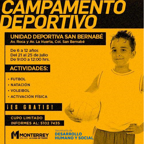 lizrosasc's tweet photo. #CampamentosdeVerano #Monterrey #Gratuitos #UnidadSanBernabé inscríbete @Cicmty #Mtyfollow http://t.co/MEivt3gYtP