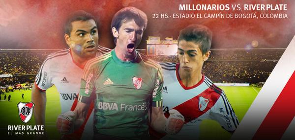 RiverPlate's tweet photo. Esta noche, desde las 22, River Plate jugará frente a Millonarios, en Bogotá. http://t.co/pPcOyPPDpC