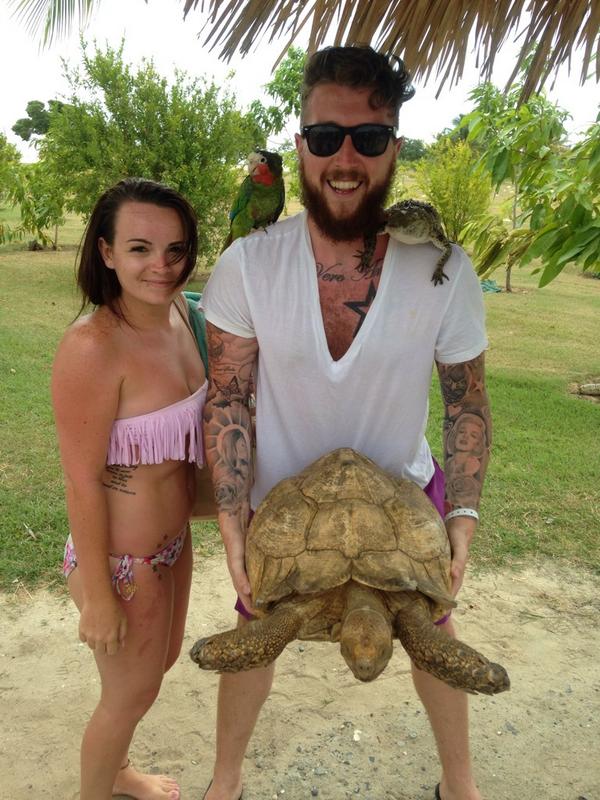 CamSansom's tweet photo. @CoolBeardBroCo @BeardedBlokes @BeardsAndTats @TattooSociety13 inadvertently fucking a tortoise. #CrocParrrotTurtle http://t.co/Kvtw3uTaAh
