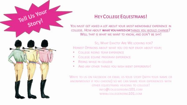 What did you hate about your college riding experience? That's right, we want to know!