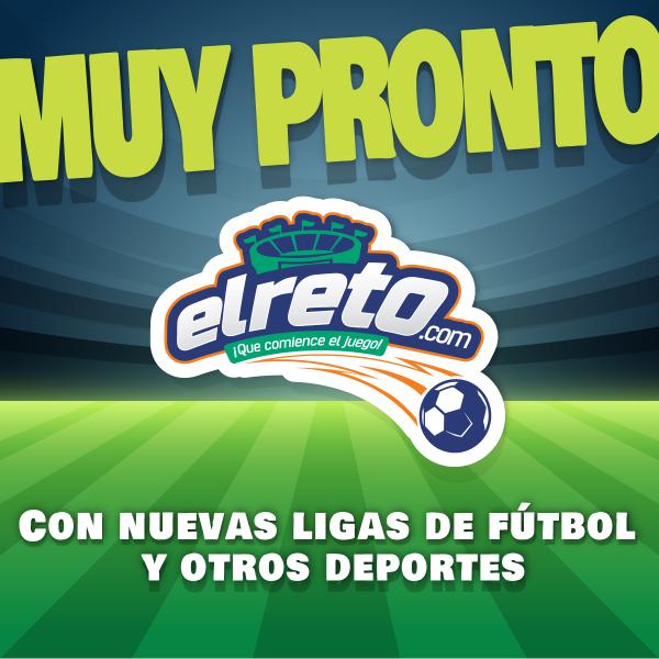 JuegoElReto's tweet photo. ¡PRONTO! Podrás ganar muchos premios con nuevas ligas de fútbol y otros deportes. ¡Mantente pendiente de nosotros! http://t.co/fK9OFBBe5W