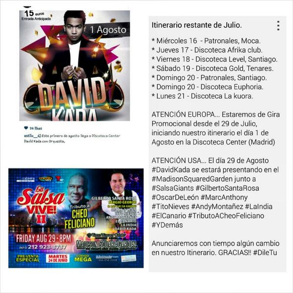Davidkadadk's tweet photo. Itinerario restante del mes de Julio y giras internacionales de Agosto #Europa #USA #MadisonSquareGarden #SalsaGiants http://t.co/HQ4vn3i6p3