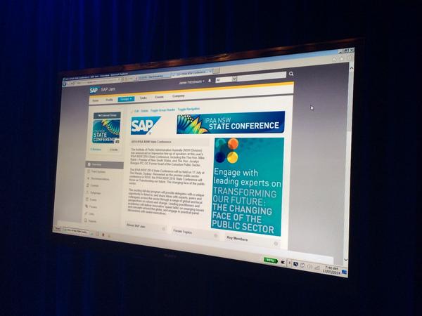marketing_jayme's tweet photo. We're live with SAP Jam at the @IPAANSW Conference @SAPANZ #SAPCloud @SAPSocial http://t.co/8p8VvCHDgW