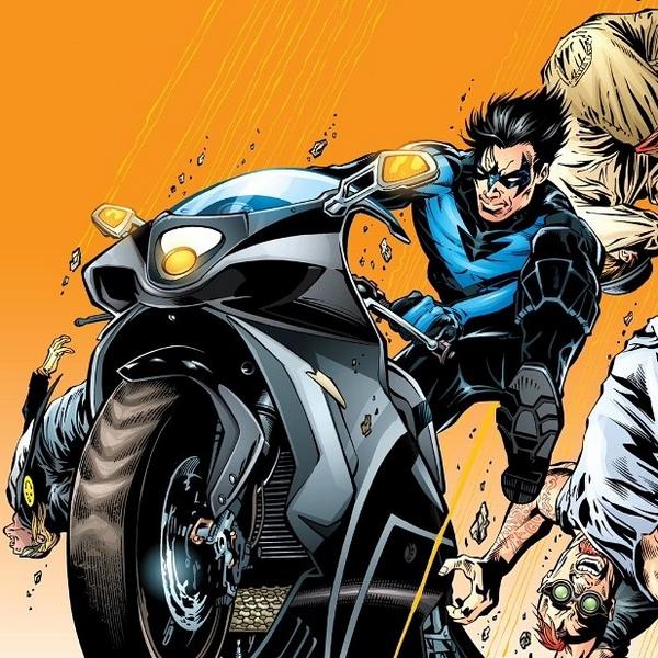 Nightwing drives faster, passing cars as he knows he's outnumbered by thugs behind him. (OpenRP)