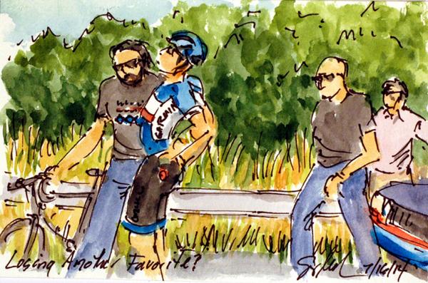 pelotonmagazine's tweet photo. ---> MT @ArtofCycling: Stage 11 of the #TDF #cycling #art is up @ http://t.co/yxVAr6Dlag #courage2014 #suffering http://t.co/8LDj8lW8Ay