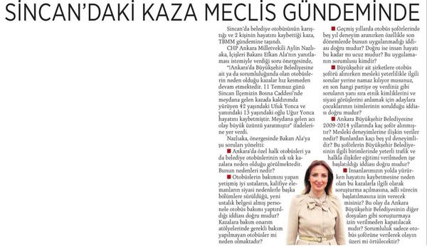 Belediye otobüslerinin yaptığı kazaları Meclis gündemine taşıdım. <a href="/milliyet/">milliyet.com.tr</a>