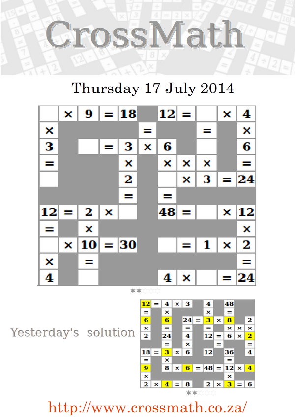CrossMath's tweet photo. Today is another level 2 #multiplication #crossmath #puzzle. http://t.co/VbMAbOhK0h