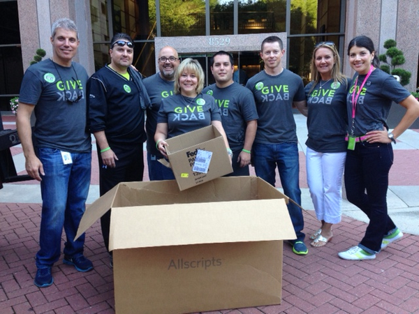 FoodBankCENC's tweet photo. The @Allscripts volunteers like to think outside the box... Heh, get it? #AllscriptsGiveBack http://t.co/1V7MIvJ2ev