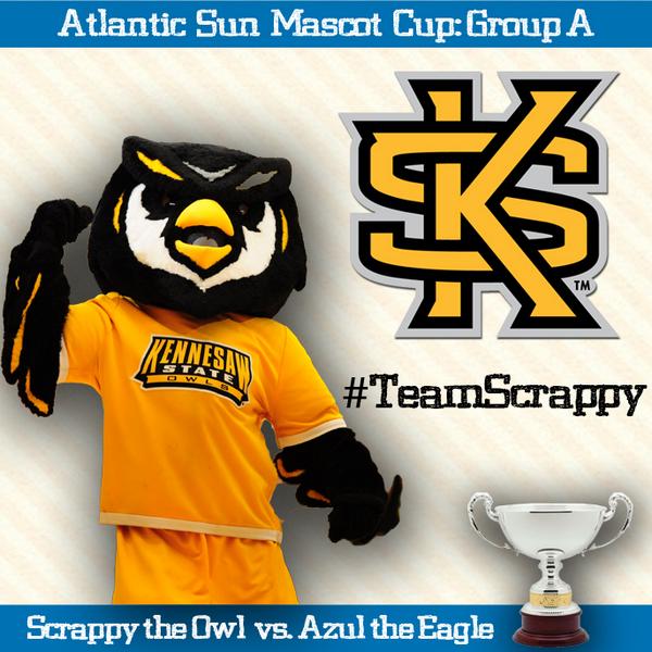 #ASunMascotCup Group A Match 1. Vote for <a href="/ScrappyTheOwl/">Scrappy the Owl</a> retweet,favorite, or tweet #TeamScrappy as often as you like