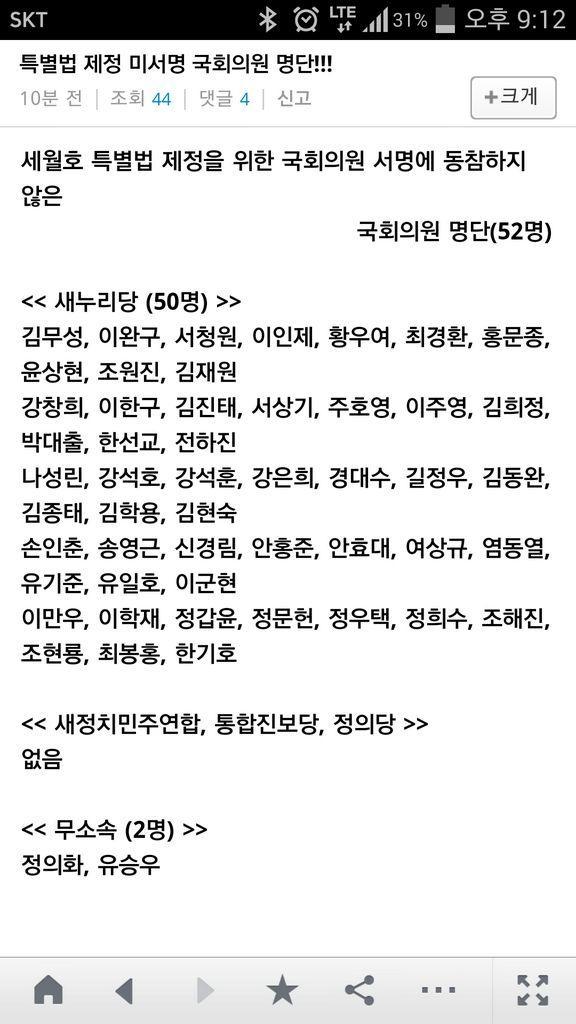 orojy's tweet image. “@ifkorea: &amp;lt;세월호 특별법 제정 미서명 국회의원 명단&amp;gt;
장악된 언론은 이런 사실을 말해주지 않는다.알티가 언론이다. http://t.co/hHIucHV1wQ”