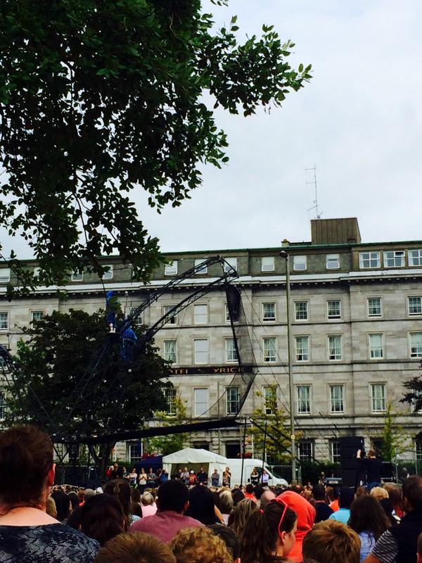 Failte_Ireland's tweet photo. RT @JCGalway: Great crowd here EyreSq #Galway enjoying acrobatic Hallali in @GalwayIntArts #giaf2014 @discoverirl http://t.co/iJRxH1q9IE