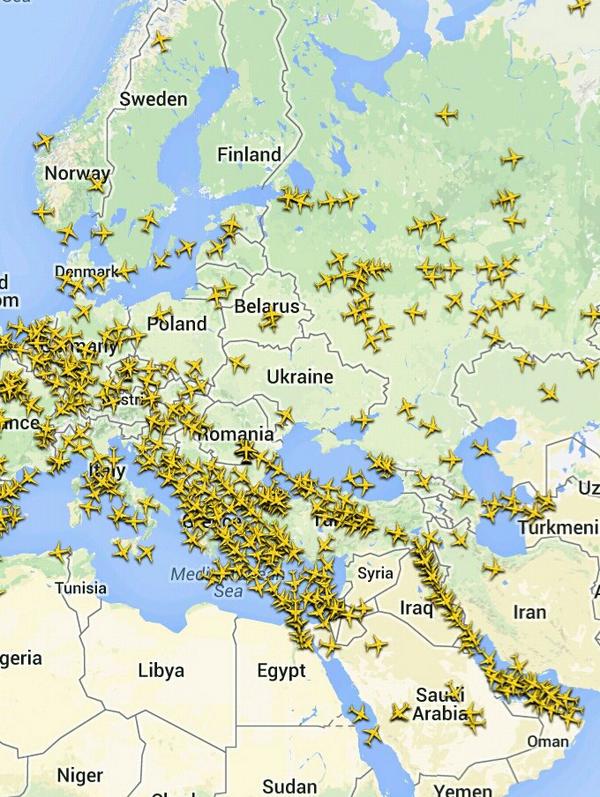 Seems everyone exiting Ukrainian airspace  after shooting down of Malaysian MH17