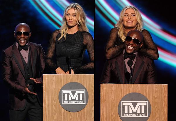 Favorite <a href="/ESPYS/">ESPYS</a> Moment? <a href="/MariaSharapova/">Maria Sharapova</a> towering over Floyd Mayweather ;) VIDEO--> bit.ly/WeldbT #WTA