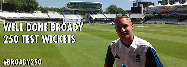 Massive congratulations to <a href="/StuartBroad8/">Stuart Broad</a>! #Broady250 #EngVInd