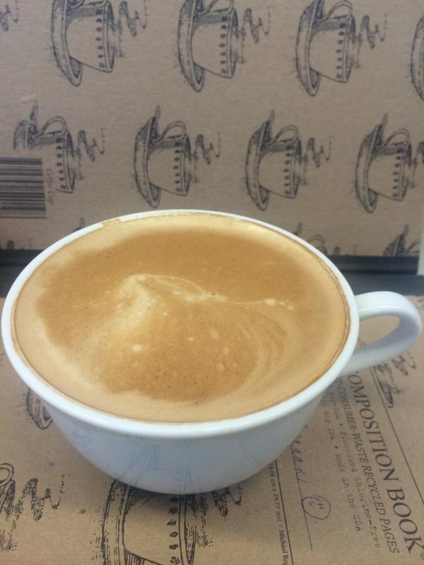 kimbrennan's tweet photo. Learning how to be a barista's hard work. I give myself a c- on presentation. #peets http://t.co/OIDnTczaTL