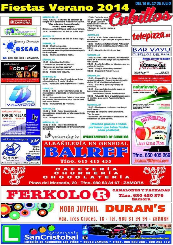 Cartel fiestaa de verano 2014 Cubillos