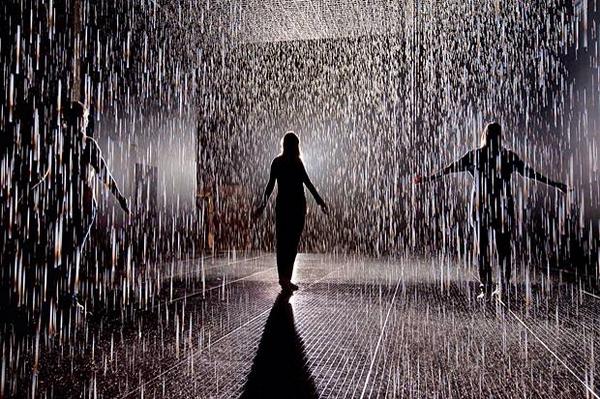 In London, there's a "rain room" that makes rain fall everywhere in the room except the spot you're standing in!