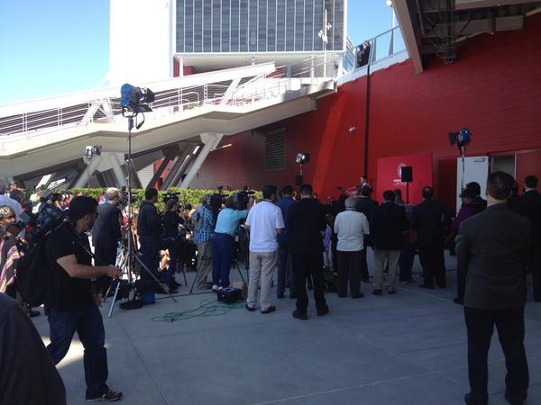 CitrixPR's tweet photo. Jed York taking questions from the press before the ribbon-cutting ceremony begins! http://t.co/yBm85ldqDw