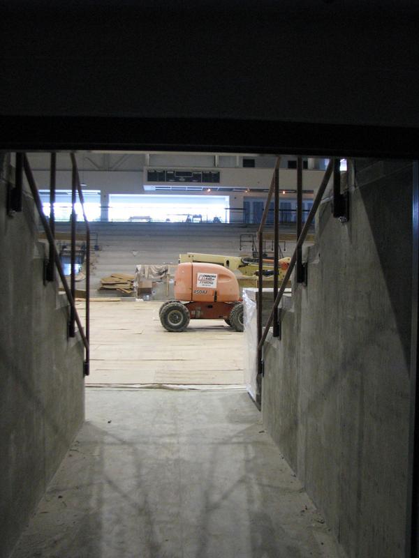 Through this tunnel will step the current and future stars of <a href="/RITWHKY/">RIT Women's Hockey</a> and <a href="/RITMHKY/">RIT Men's Hockey</a>. View of "ice" from team tunnel.