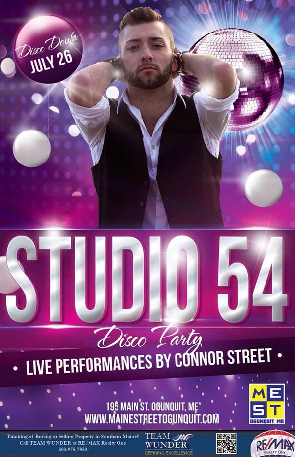 MESTOGT's tweet photo. @cstreetmusic come back to MaineStreet on July 26th for the Studio 54 Party! #MESTOGT #Ogunquit http://t.co/jwFepQQrZi