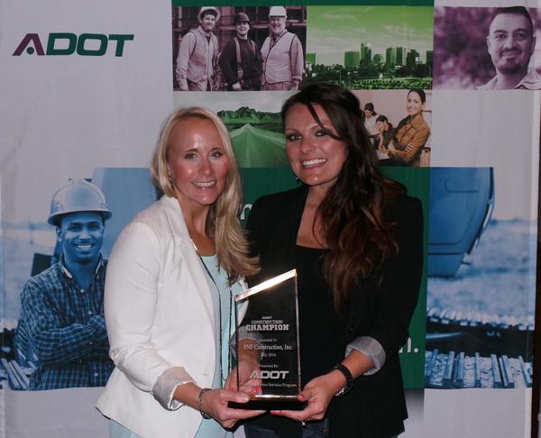 FNF was recognized as ADOT's DBE Prime Contractor Construction Champion at the Northern DBE Conference on July 8th.