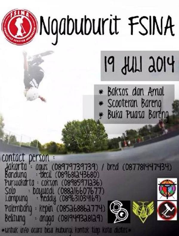 Selamat pagi broo .. selamat berpuasa bagi yang menjalankannya yaa , ada acara dari <a href="/FS_INA/">Stunt Scooter INA</a> nih buat kalian!!